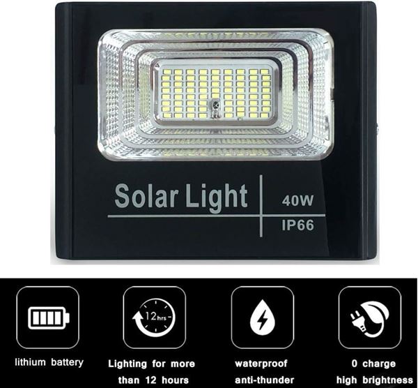Foco Solar LED 40W ELEDCO, Luz Neutra 4000K, Mando a Distancia