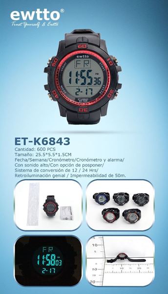 Imagen de RELOJ PULSERA DIGITAL  EWTTO- ETK6843